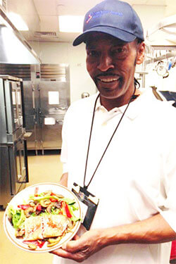 Chef Carlton with grilled salmon salad recipe