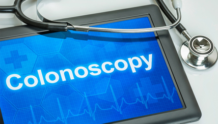 Tablet reading "colonoscopy"