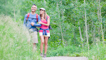 a couple hiking