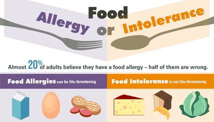 Food Allergies Vs. Food Intolerance Infographic